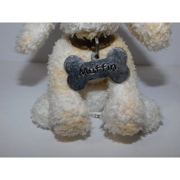 Blankets & Beyond White Cream 5" plush Puppy Muffin w Tag Collar - Picture 3 of 8